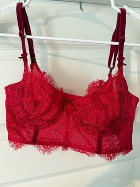 Victoria's Secret Red Lace Longline Bra